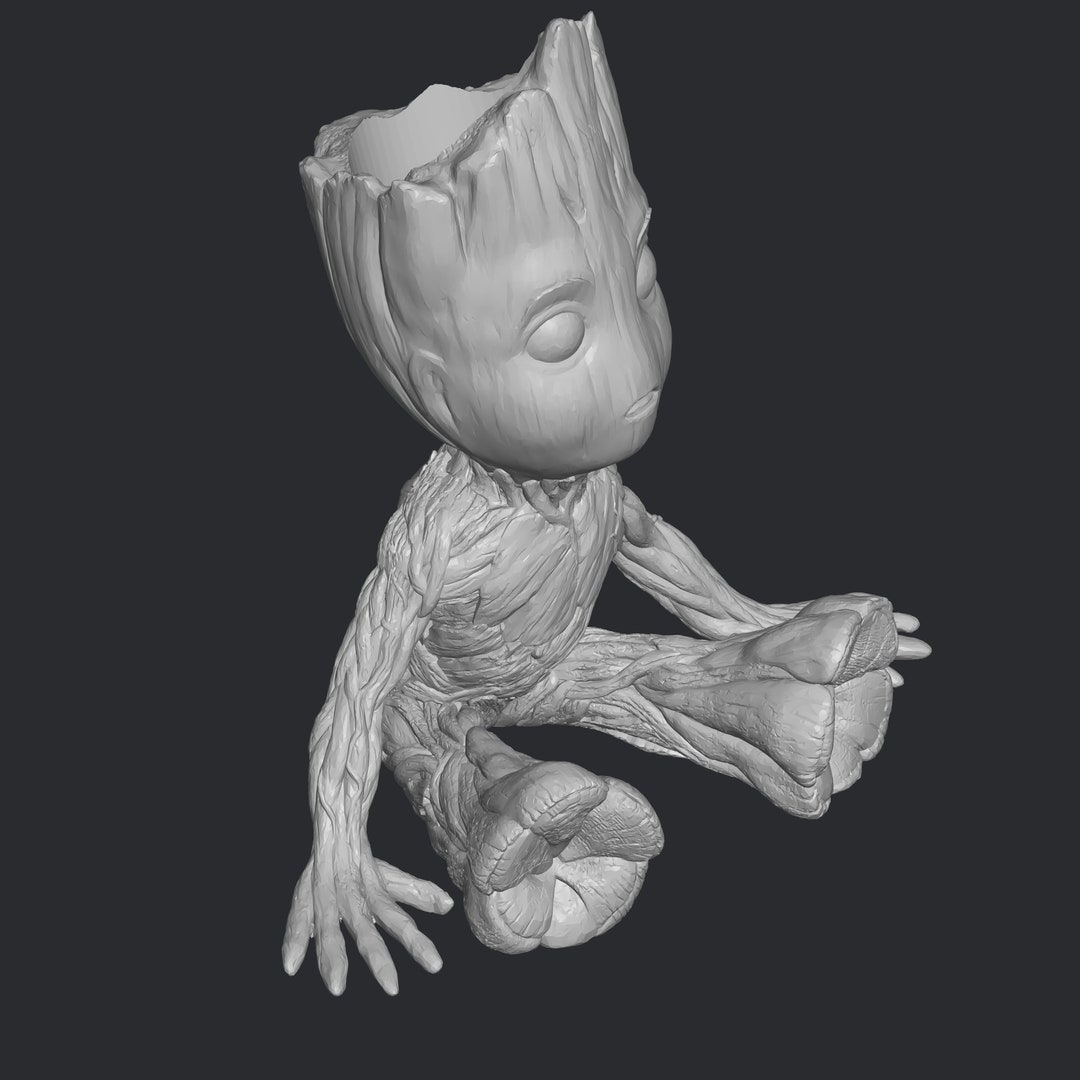 Baby Groot Planter Stl File 3d Printing, 3d Print File, 3d Stl, Super ...