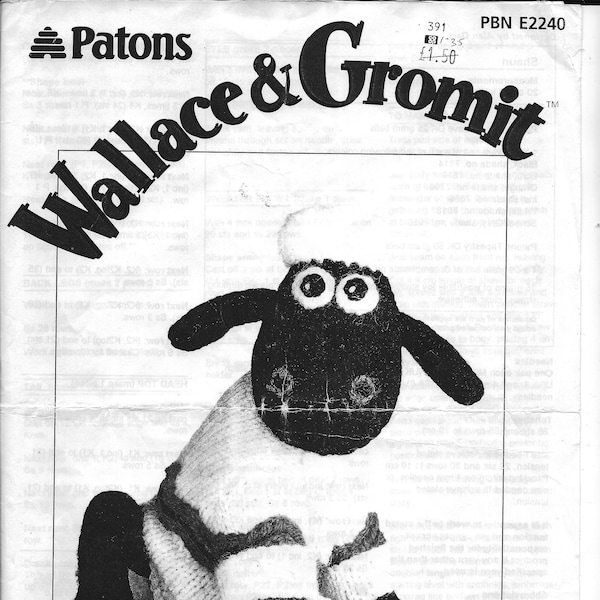 Shaun the Sheep vintage pattern PDF download