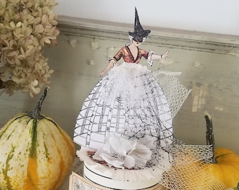 Halloween Party Decoration Favor Vintage Inspired Witch Halloween Centerpiece  vintage netting and millinery Party Decoration