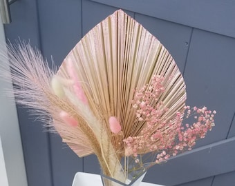 Pink Gold Glitter Palm Dried Flower Bouquet/Cake Topper Mermaid metallic Party Decoration Floral cottagecore Centerpiece