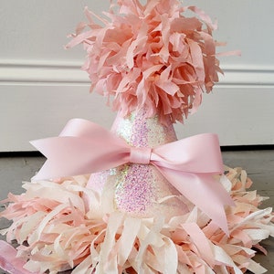 Birthday Party Hat Pink bow Birthday party hat Glitter party Centerpiece First Birthday Decor Baby Shower zdjęcie 4
