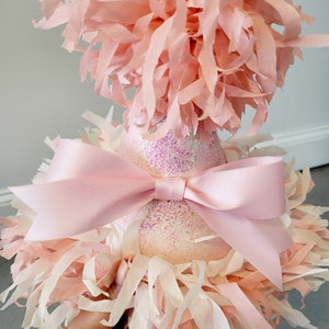 Birthday Party Hat Pink bow Birthday party hat Glitter party Centerpiece First Birthday Decor Baby Shower zdjęcie 2