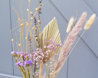 Lovely Lavender Palm Dried Flower Bouquet/DIY Cake topper Party Decor Lavender, Babies Breath Floral Party Centerpiece Cottagecore