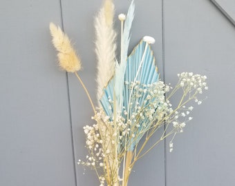 Blue and Gold Painted Palm Dried flower bouquet\DIY Cake topper Bridal,Baby Shower Birthday Party & Wedding Decor Flower Centerpieces