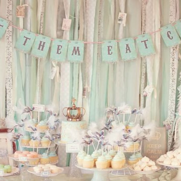 Let Them Eat Cake Banner Bridal Shower Wedding Decor French Marie Antoinette Party Sign Birthday Banner Baby Shower