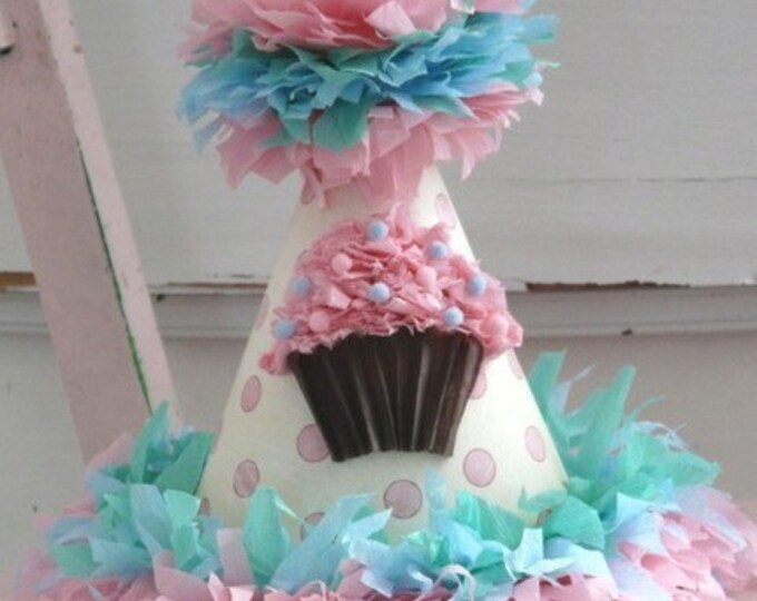 Party Hat Custom Crepe Paper Party Hat Your Choice of Cupcake Hat