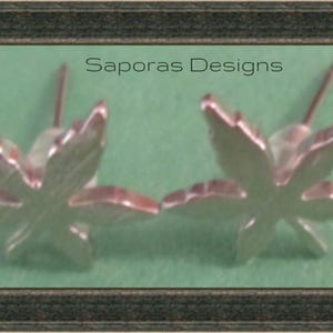 Silver Plated Marijuana Leaf Design Stud Earrings Unisex