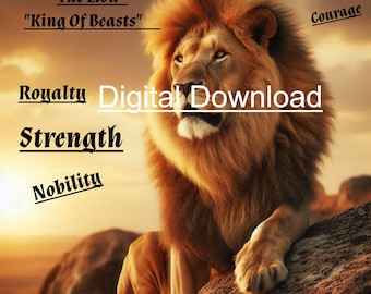 The Lion Strength Nobility Courage &quot;The King Of Beasts&quot; Clip Art Digital Instant Download 1485x1485 JPG