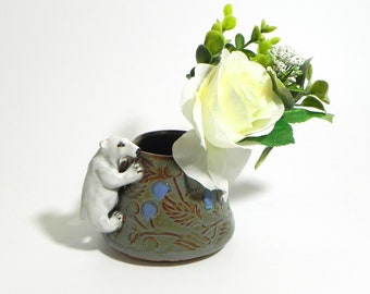 Polar Bear Gift Vase, Polar Bear Figurine, Polar Bear Christmas Gift, Polar Bear Ceramic Figurine, Polar Bear Holiday Décor, Winter Art