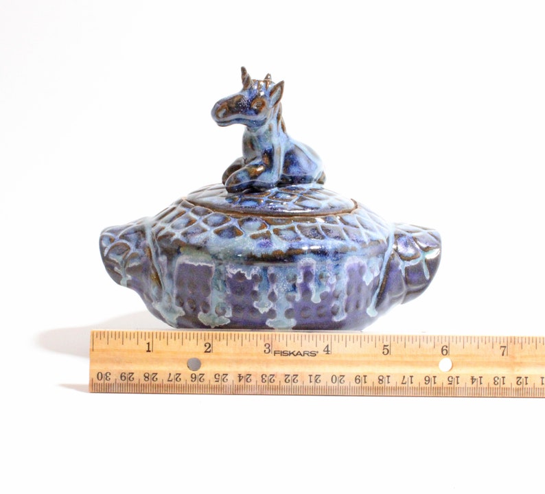 Unicorn Lover Lidded Ceramic Pot, Lidded bowl, Lidded Sugar Bowl, Lidded Salt Cellar, Unicorn Figurine, Lidded Vessel, Sugar Pot, Small Bowl image 5