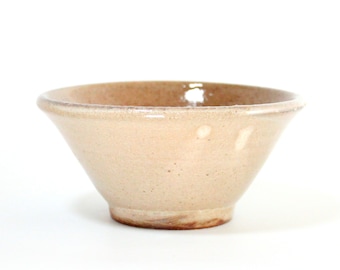 Bowl Woodfired Brown, Handmade in Ohio, Wheel Thrown Rice Bowl Ceramic Tan, Pottery Pasta Bowl Rustic, Salad Bowl Handmade, Small Bowl