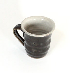 Brown Mug Woodfired, Handmade in Ohio, Mug Rustic black, Wheel Thrown Mug handmade, Rustic Coffee Cup, Large Tea Mug, Pottery Mug Earthy