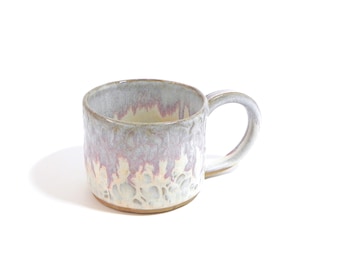 Cream and Pink Handmade Mug, Textured Ceramic Mug, Coffee Mug Handmade, Tea Mug Ceramic, Mug for Mom, Pottery Mug, Mug in Pastels