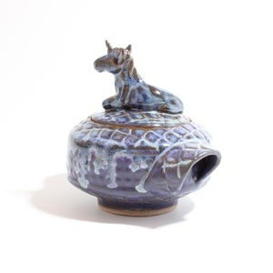 Unicorn Lover Lidded Ceramic Pot, Lidded bowl, Lidded Sugar Bowl, Lidded Salt Cellar, Unicorn Figurine, Lidded Vessel, Sugar Pot, Small Bowl image 4