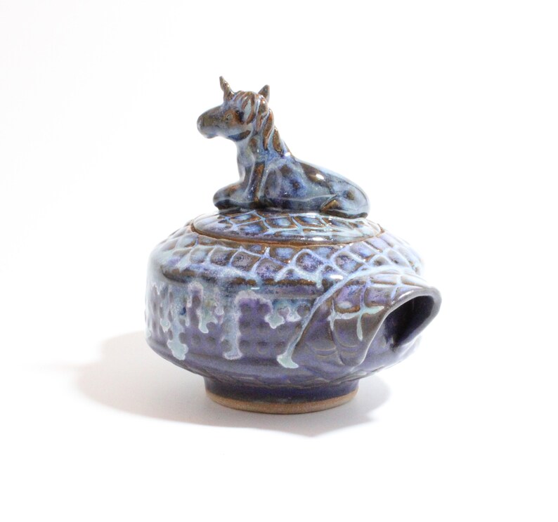 Unicorn Lover Lidded Ceramic Pot, Lidded bowl, Lidded Sugar Bowl, Lidded Salt Cellar, Unicorn Figurine, Lidded Vessel, Sugar Pot, Small Bowl image 4