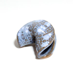 Reusable Fortune Cookie, Ceramic Fortune Cookie, Food Safe, Handmade, Blue Fortune Cookie, Pottery Fortune Cookie
