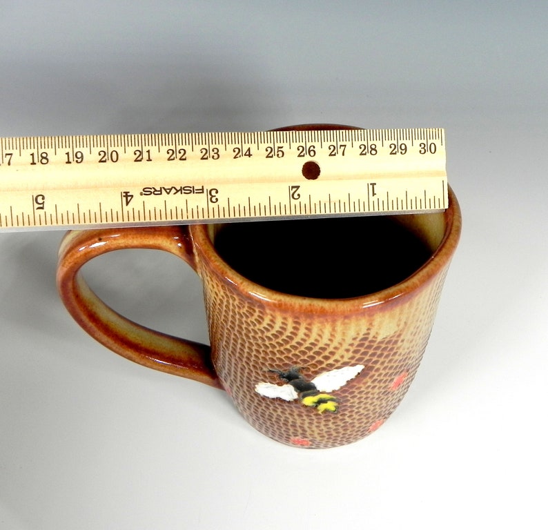 Bee Ceramic Mug, Ceramic Coffee Cup, Bee Pattern, Bee Gifts, Handmade Mug, Handmade Pottery, Ready to Ship, Pottery Mug, Tea Cup, Coffee Mug image 6