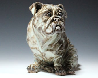 Handmade Bulldog Figurine, Desk Pet Sculpture, Desk Art, Dog Art, Dog Figurine, Dog Sculpture, Bulldog Dog Pottery, Ceramic dog, Clay Puppy