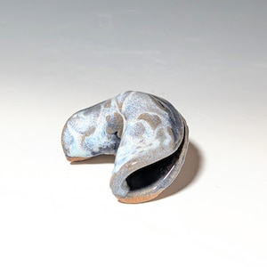 Reusable Fortune Cookie, Ceramic Fortune Cookie, Food Safe, Handmade, Blue Fortune Cookie, Pottery Fortune Cookie