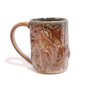 Handmade Ceramic Mug with Squirrel, Pottery Mug, Brown Mug, Squirrel Mug, Coffee Cup, Tea Mug, Squirrel Lover, Ceramic Squirrel Squirrel Art image 10