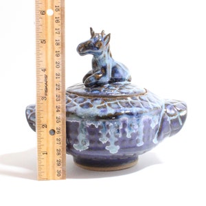 Unicorn Lover Lidded Ceramic Pot, Lidded bowl, Lidded Sugar Bowl, Lidded Salt Cellar, Unicorn Figurine, Lidded Vessel, Sugar Pot, Small Bowl image 6