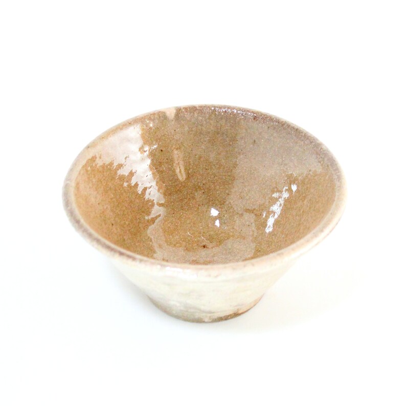 Bowl Woodfired Brown, Handmade in Ohio, Wheel Thrown Rice Bowl Ceramic Tan, Pottery Pasta Bowl Rustic, Salad Bowl Handmade, Small Bowl image 9
