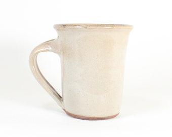 Cream Mug Woodfired, Ceramic Mug Brown, Pottery Mug Tan, Handmade Mug Off White, Wheel Thrown Mug Ceramic, Coffee Cup Handmade, Tea Mug