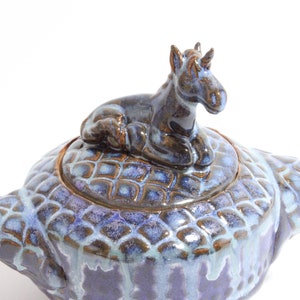 Unicorn Lover Lidded Ceramic Pot, Lidded bowl, Lidded Sugar Bowl, Lidded Salt Cellar, Unicorn Figurine, Lidded Vessel, Sugar Pot, Small Bowl image 2