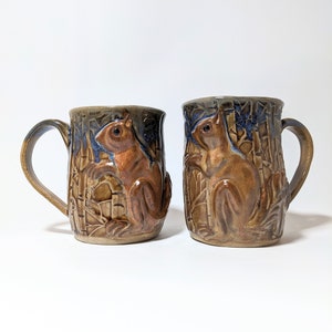 Handmade Ceramic Mug with Squirrel, Pottery Mug, Brown Mug, Squirrel Mug, Coffee Cup, Tea Mug, Squirrel Lover, Ceramic Squirrel Squirrel Art image 2