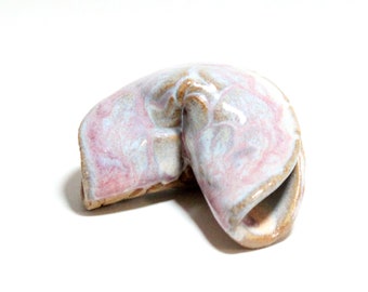 Reusable Fortune Cookie, Ceramic Fortune Cookie, Food Safe, Handmade, Pink Fortune Cookie, Pottery Fortune Cookie, Clay Fortune Cookie Pink