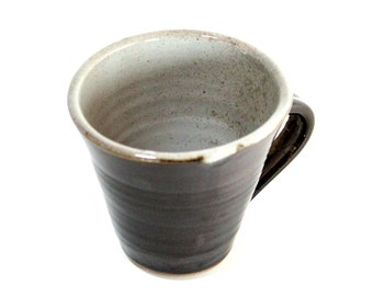 Brown Mug Woodfired, Handmade in Ohio, Mug Rustic black, Wheel Thrown Mug handmade, Rustic Coffee Cup, Large Tea Mug, Pottery Mug Earthy
