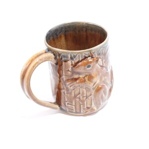Handmade Ceramic Mug with Squirrel, Pottery Mug, Brown Mug, Squirrel Mug, Coffee Cup, Tea Mug, Squirrel Lover, Ceramic Squirrel Squirrel Art image 5