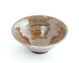 Bowl Woodfired Brown, Handmade in Ohio, Wheel Thrown Rice Bowl Ceramic Tan, Pottery Pasta Bowl Rustic, Salad Bowl Handmade, Small Bowl