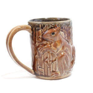 Handmade Ceramic Mug with Squirrel, Pottery Mug, Brown Mug, Squirrel Mug, Coffee Cup, Tea Mug, Squirrel Lover, Ceramic Squirrel Squirrel Art image 9