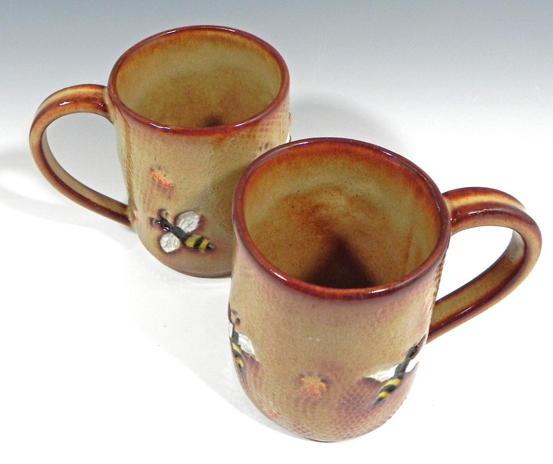 Bee Ceramic Mug, Ceramic Coffee Cup, Bee Pattern, Bee Gifts, Handmade Mug, Handmade Pottery, Ready to Ship, Pottery Mug, Tea Cup, Coffee Mug image 9