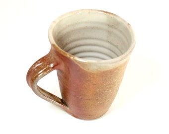 Brown Mug Woodfired, Handmade in Ohio, Mug Rustic brown, Wheel Thrown Mug handmade, Rustic Coffee Cup, Large Tea Mug, Pottery Mug Tan earthy