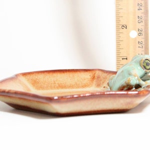 Green Frog Soap Dish, Ceramic Frog Figurine, Pottery with Frogs, Handmade Frog, Cute Frog Art, Ceramics with Frogs, Trinket Tray, Ring Dish image 5