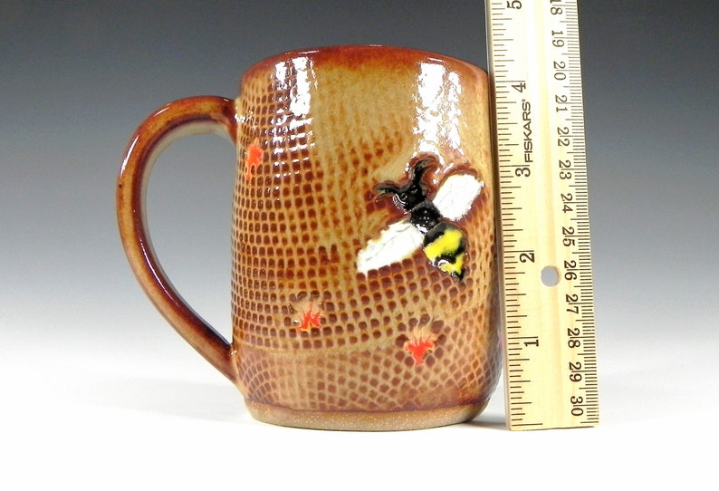 Bee Ceramic Mug, Ceramic Coffee Cup, Bee Pattern, Bee Gifts, Handmade Mug, Handmade Pottery, Ready to Ship, Pottery Mug, Tea Cup, Coffee Mug image 7