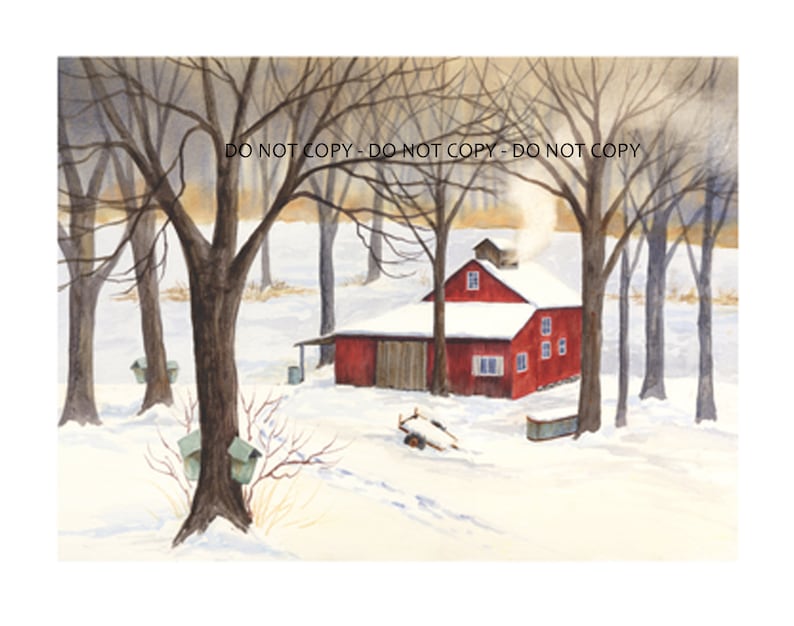 Sugar Shack Art by Doris Wilbur, red Sugar Shack, Country, Rural