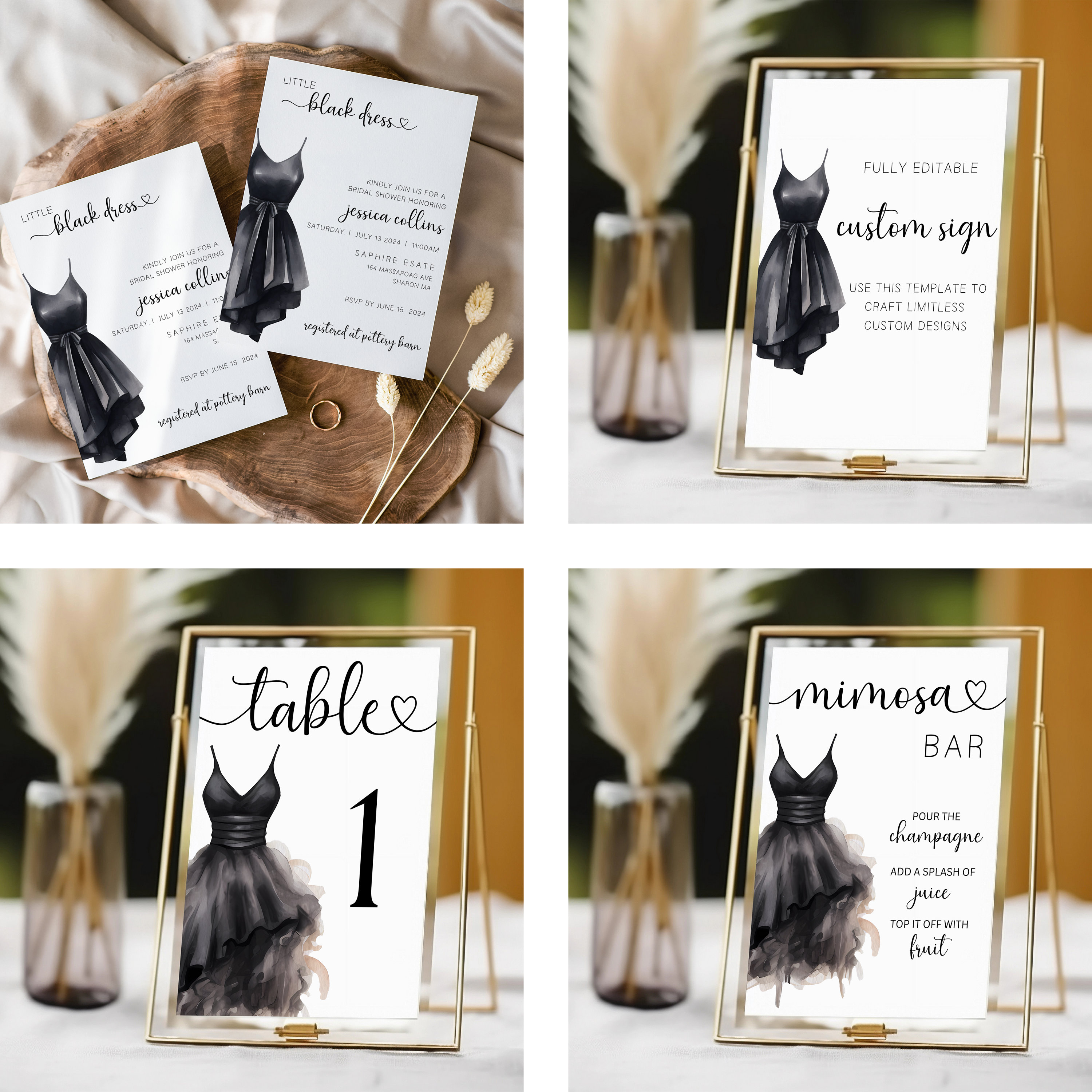 Little Black Dress Bridal Shower Bundle, Little Black Dres Bridal Shower  Invitation, Little Black Dress Bridal Shower Decor - Etsy