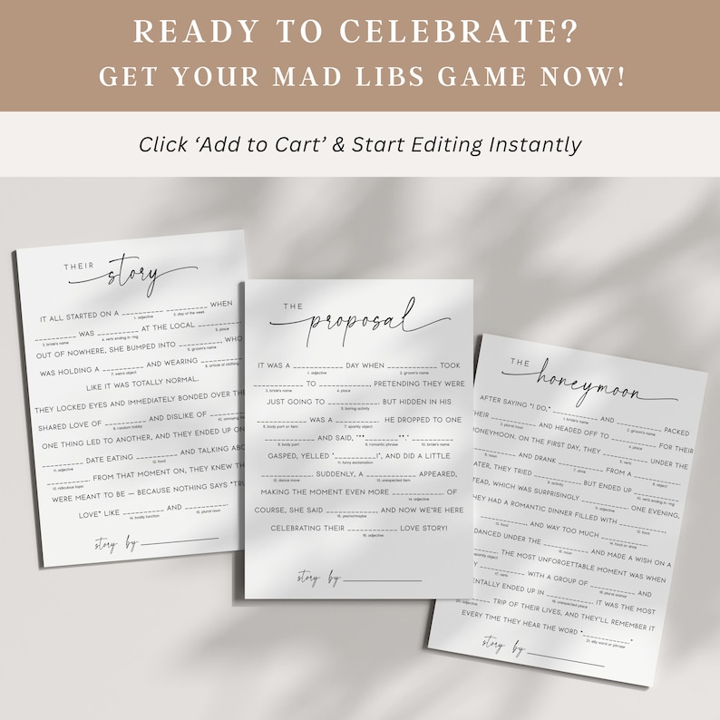 Wedding party entertainment printable keepsake mad libs for sentimental memories and hosting ease