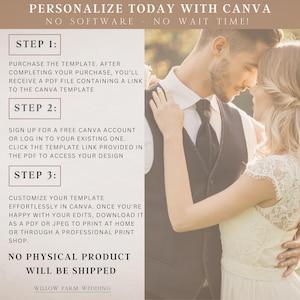 Autumn floral wedding invitation designed for digital use, offering editable fields for names, dates, and event details