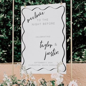 Whimsical Rehearsal Dinner Sign, Script Wedding Rehearsal Dinner Welcome Sign, The Night Before Wedding Welcome Sign Template