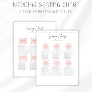 Wedding Seating Chart, Printable Table Layout, Planner for Reception, Instant Digital Download, Wedding Guest Organizer, PDF Template