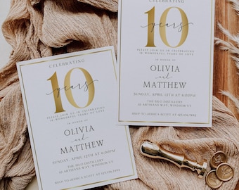 10th Anniversary Invitation, Printable Editable Invite, Instant Download Wedding Anniversary Template, Cheers to 10 Years, We Still Do