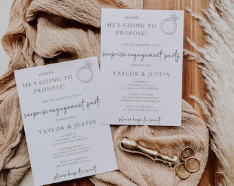 Surprise Engagement Party Invitation, Surprise Engagement Invitation, Surprise Engagement Proposal Invitation, He&#39;s Going to Propose