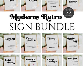 Retro Wedding Sign Bundle, Wedding Signs Bundle Retro, Retro Wedding Bundle, Wedding Bar Signs Retro, Wedding Reception Bundle Canva