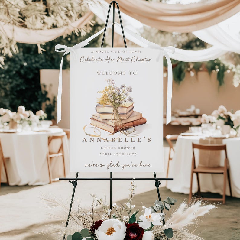 First Chapter Welcome Sign New Chapter Bridal Shower Welcome Sign Template, Storybook Theme ...