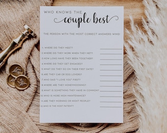 Who Knows The Couple Best Printable Engagement Game, Who Knows the Husband and Wife Best Bridal Shower, Couples Quiz Game, Canva Editable