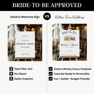 Rustic Stock the Bar printable sign displayed on wooden easel at outdoor bridal shower